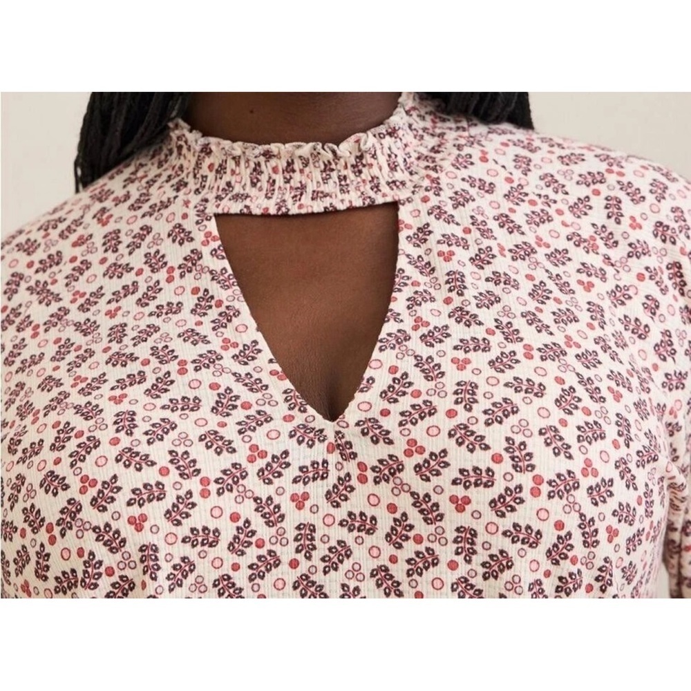 Torrid Textured Jersey Choker Neck Smocked Bottom Top Multi Plus 5 5X D65176 - Picture 4 of 10